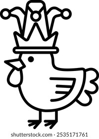 A cartoon chicken wearing a crown