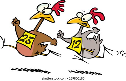 cartoon chickens racing