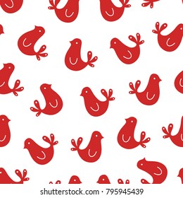Cartoon chickens seamless pattern over white background. Vector illustration