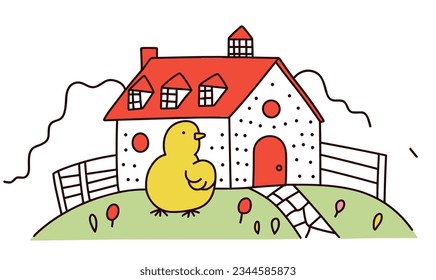 "Cartoon Chick's Farm Adventure in Picture Books