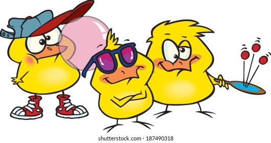 cartoon chicks hanging out