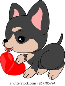 Cartoon chihuahua with heart