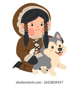 Desenho Animado com Cão em Traje de inverno