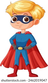 Cartoon of a child dressed as a superhero