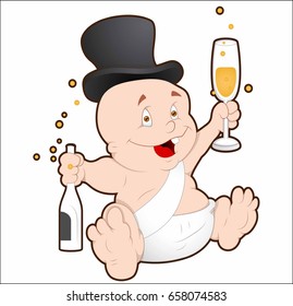 Cartoon child with drinks