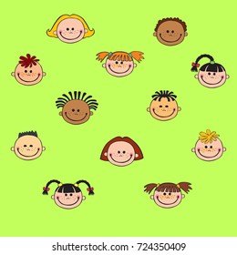 cartoon child face icon