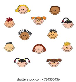 cartoon child face icon