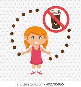cartoon child girl fast food danger symbol