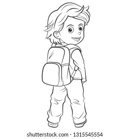 Cartoon child Going to School
