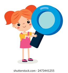 Cartoon Child Holding Magnifying Glass