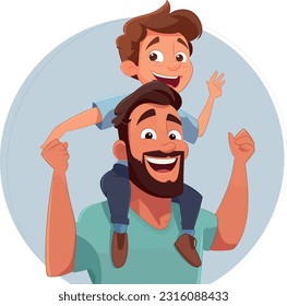 cartoon child on his father's shoulders