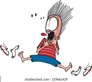 A cartoon child scared out of his socks. Vector file available. Scared out of Socks