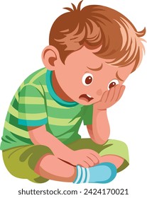 Cartoon of child sitting crying