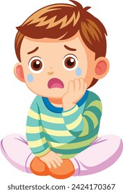 Cartoon of child sitting crying