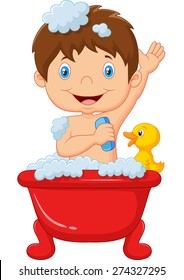 Cartoon Child Taking A Bath