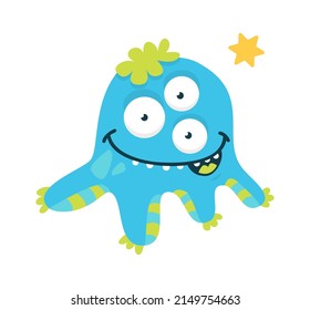 Cartoon Childish Funny monster. Vector illustration