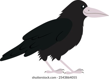 cartoon childish vector illustration of raven isolated on white background