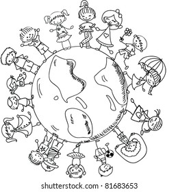 cartoon children around the globe