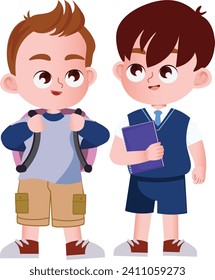 Zeichentrickkinder zurück zur Schule