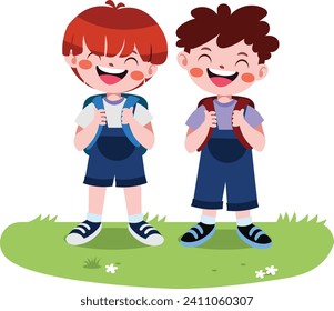 cartoon children back to school