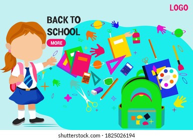 Cartoon children back to school background Free Vector. Vector illustration