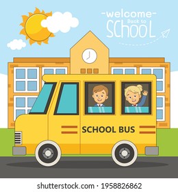 Niños de dibujos animados de vuelta a la escuela
