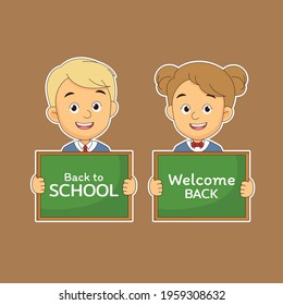Niños de dibujos animados de vuelta a la escuela