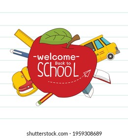 Cartoon children back to school background