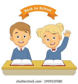 Cartoon children back to school background