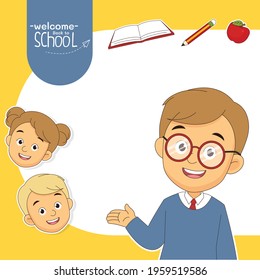 Cartoon children back to school background