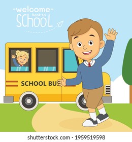 Cartoon children back to school background