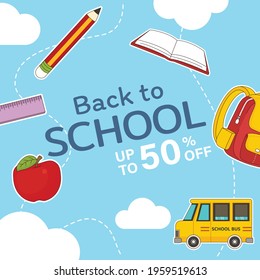 Cartoon children back to school background