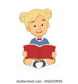 Cartoon-Kinder auf Schulhintergrund
