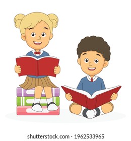 Cartoon children back to school background