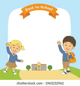 Cartoon children back to school background