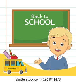 Cartoon children back to school background