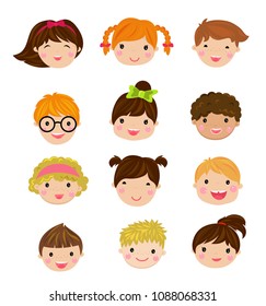 Cartoon children characters set