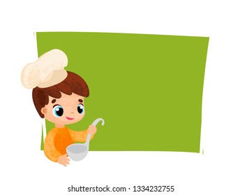 Cartoon children chef cook. Chef and cook, cooking food illustration