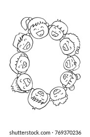  Cartoon children in Circle 