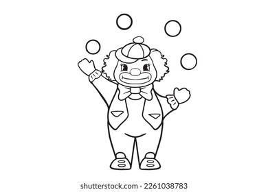 cartoon children clown coloring book cute hand painted illustration
