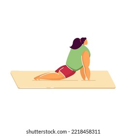 Cartoon-Kinder, die Yoga machen. Flache Vektorgrafik. Kinder, die sich in der Yoga-Klasse mit dem Instruktor bewegen. Sport, Yoga, Fitness