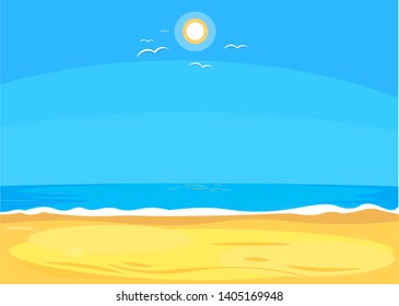 cartoon children eating watermelon on the beach