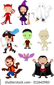 Cartoon children with Halloween costume