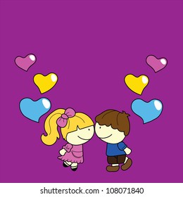 cartoon children with heart balloons clipart background