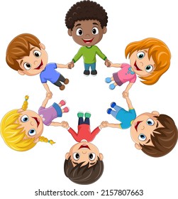Cartoon children holding hands in a circle
