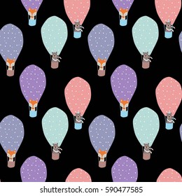 cartoon children illustration - balloons and animals