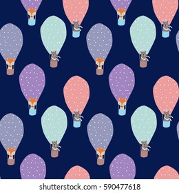 cartoon children illustration - balloons and animals