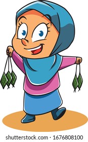 Cartoon-Kinder-Islamic-Rmadan-Vektorillustration