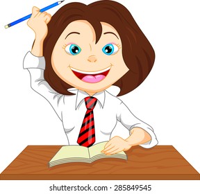 Cartoon children are learning