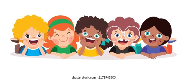 Cartoon Children Lying On Floor Stock Vector (Royalty Free) 2171945503 ...